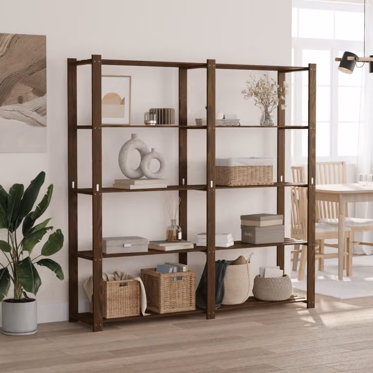 Scaffale a 5 Livelli vidaXL in Legno di Pino Marrone L 170 cm x P 38 cm x H 170 cm