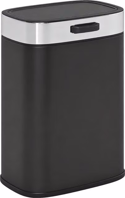 Cestino da cucina HOMCOM in acciaio con coperchio a ribalta e secchio interno removibile, Nero, L: 21,5 cm, P: 19,5 cm, H: 30 cm
