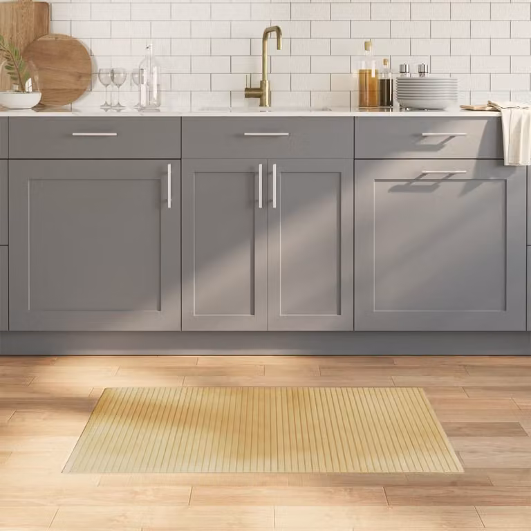 Tappeto rettangolare moderno vidaXL in bambù e polipropilene, colore beige, L: 60 cm, P: 100 cm