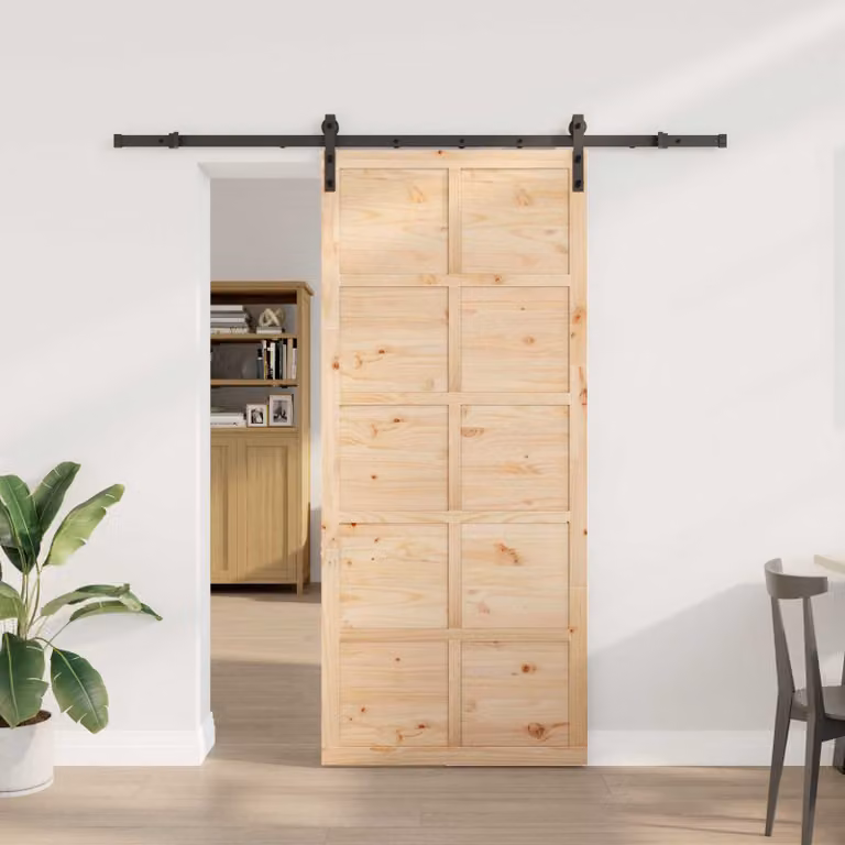 Porta scorrevole moderna vidaXL in legno massello di pino colore marrone L: 90 cm, H: 208 cm