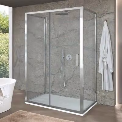 Box doccia rettangolare Ted con porta scorrevole in vetro trasparente L: 140 cm, P: 70 cm, H: 200 cm