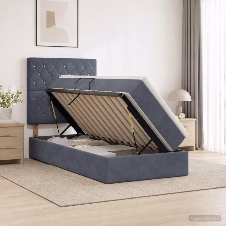 Letto con contenitore e materasso vidaXL Grigio, L/P/H: 100 x 200 x 204 cm