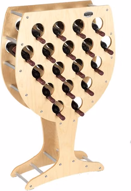 Cantinetta in legno Original Legno Italia modello Calice per 18 bottiglie di vino, finitura acero, L: 75 cm, P: 25 cm, H: 120 cm