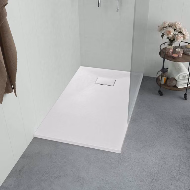 Piatto doccia rettangolare vidaXL in mineral cast bianco con superficie anti-slip L: 120 cm, P: 70 cm