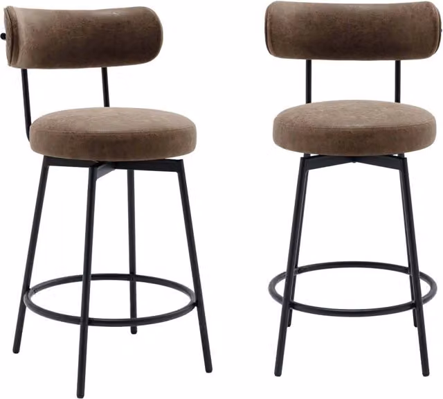Set di 2 sgabelli da bar Sweeek con seduta girevole a 360 gradi in similpelle e metallo, L/P/H: 50 x 50 x 110 cm