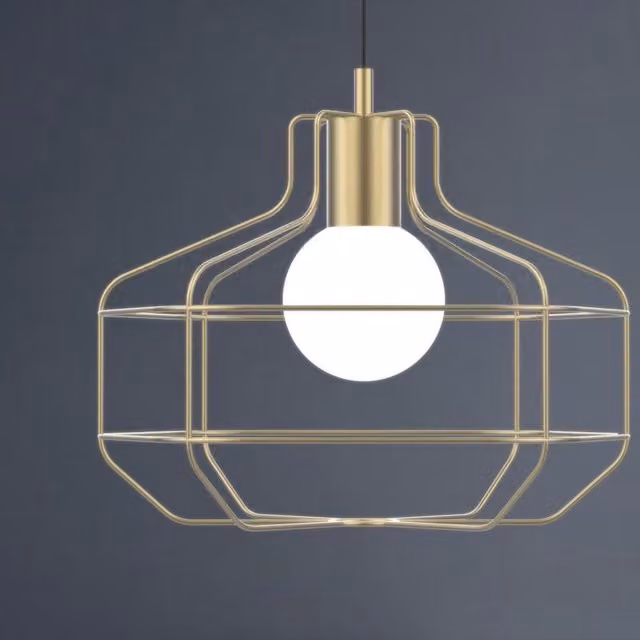 Lampadario Moderno Sospeso MILOOX in Metallo Oro con Paralume Bianco E27