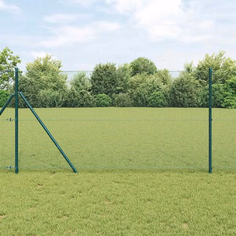 Recinzione a rete saldata vidaXL in acciaio e PVC verde da fissare a terra, L: 120 cm, H: 50 cm