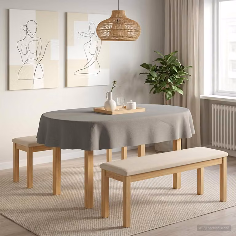 Tovaglia da tavolo ovale vidaXL in poliestere grigio, idrorepellente e antimacchia, L: 130 cm x P: 180 cm