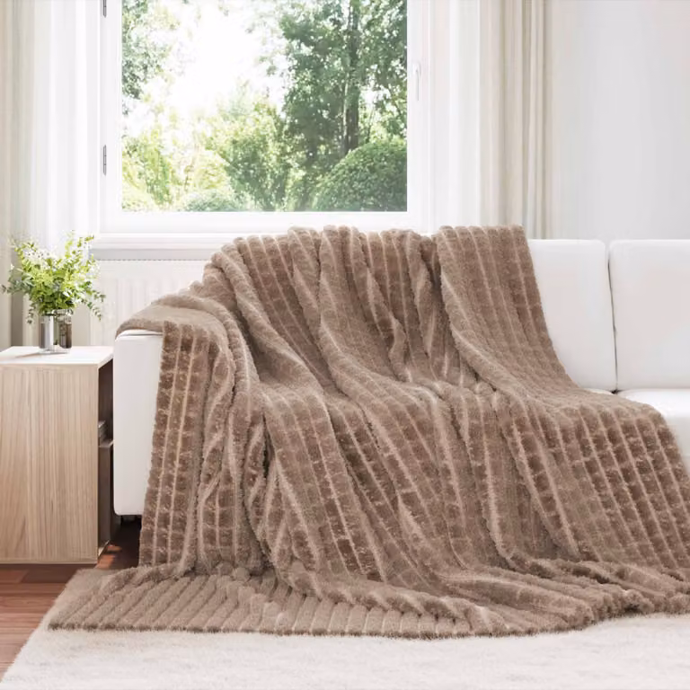 Coperta in pile morbido vidaXL marrone L: 240 cm, P: 220 cm