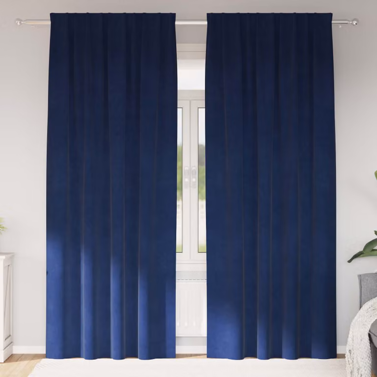 Set di 2 tende oscuranti vidaXL in velluto blu, L: 140 cm, H: 260 cm