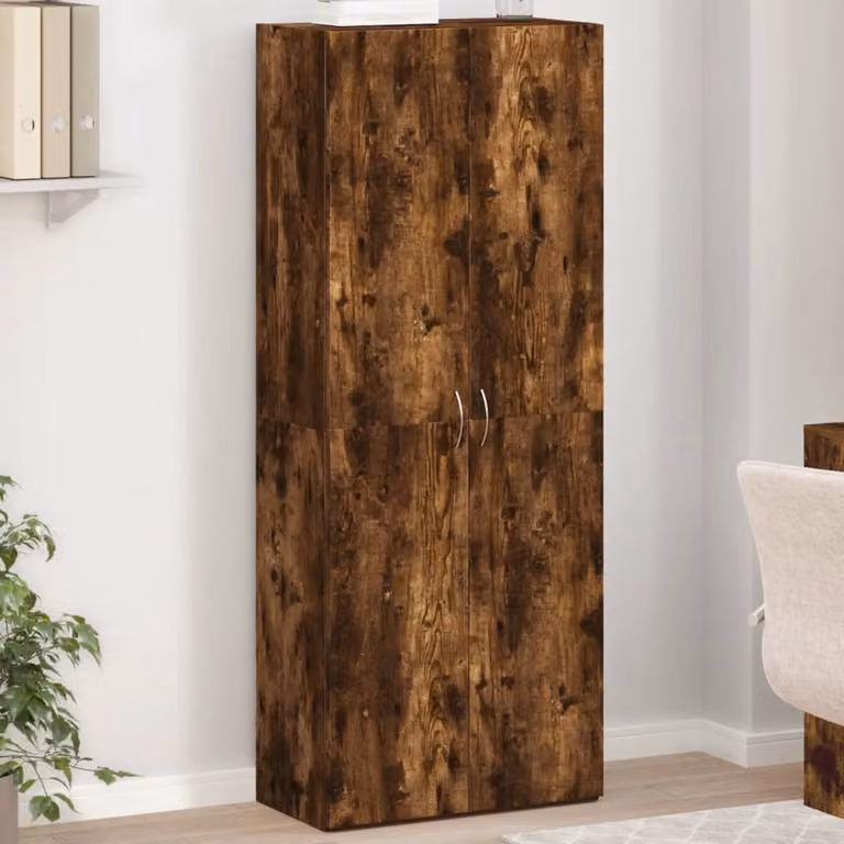 Schedario moderno vidaXL in MDF color rovere fumo con ante a battente, L: 60 cm, P: 32 cm, H: 153 cm