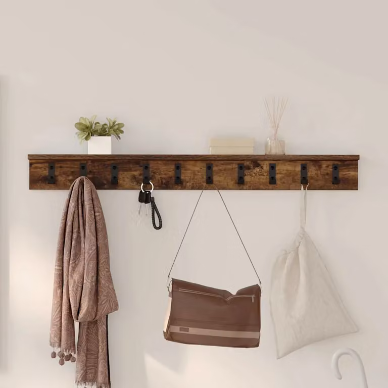 vidaXL Appendiabiti a muro moderno in legno Rovere fumé L: 100 cm, P: 10,5 cm, H: 10,5 cm