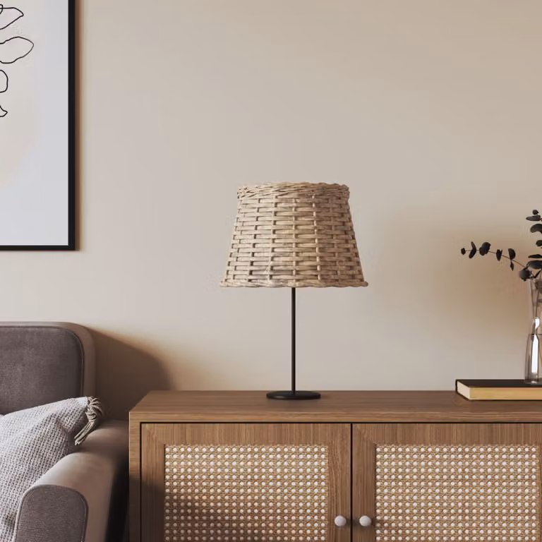 Paralume boho in vimini e metallo marrone vidaXL, forma a cono per lampadine E27, Ø 25 x 17 cm