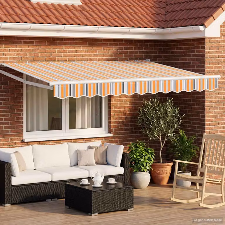 vidaXL Tenda retrattile manuale con LED in poliestere e acciaio, L: 350 cm, P: 250 cm