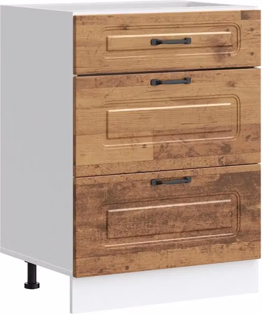 Mobile da cucina vintage HELLOSHOP26 in legno composito marrone con ante e cassetti, L: 60 cm, P: 46 cm, H: 81,5 cm