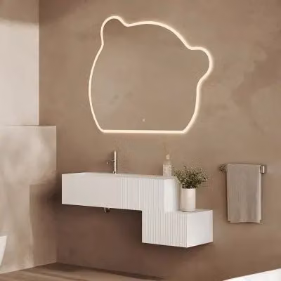 Mobile sospeso Tevere bianco opaco con lavabo in resina e design cannettato L: 100 cm
