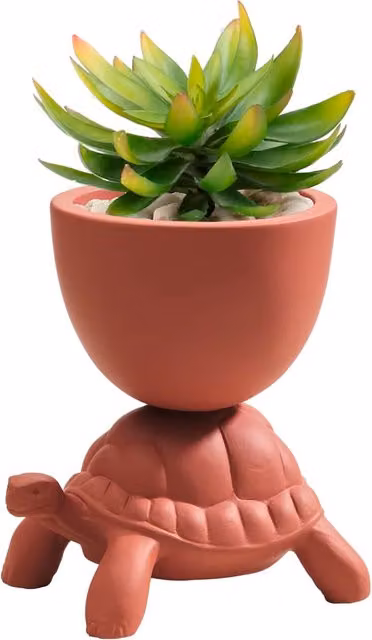 Vaso da tavolo Qeeboo Turtle Carry XS in ceramica e terracotta