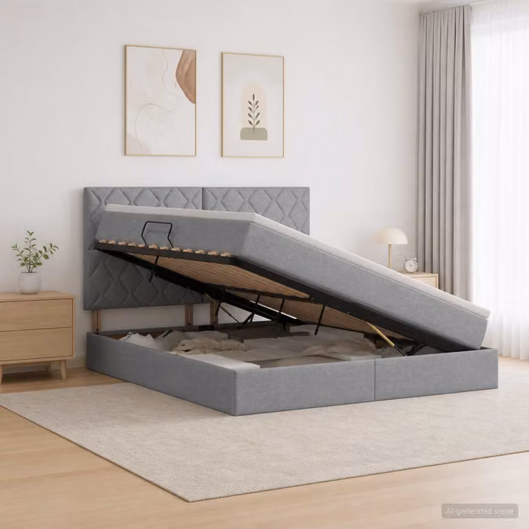 Letto con contenitore e materasso vidaXL Grigio Chiaro L/P/H: 200 x 160 x 128 cm
