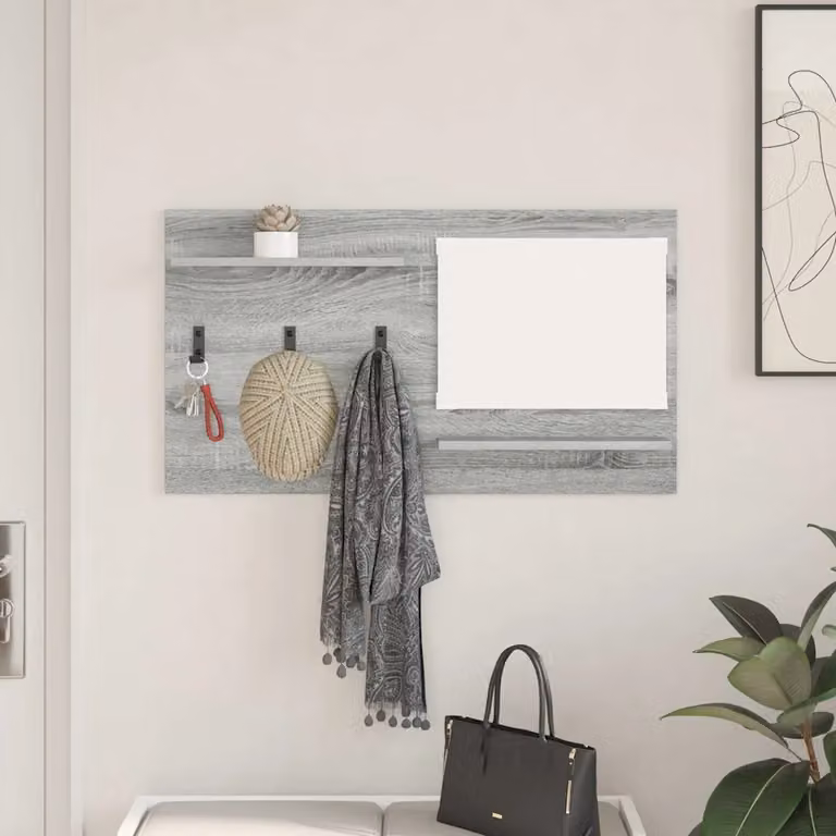 vidaXL Appendiabiti a muro moderno Grigio, L 90 x P 10 x H 50 cm