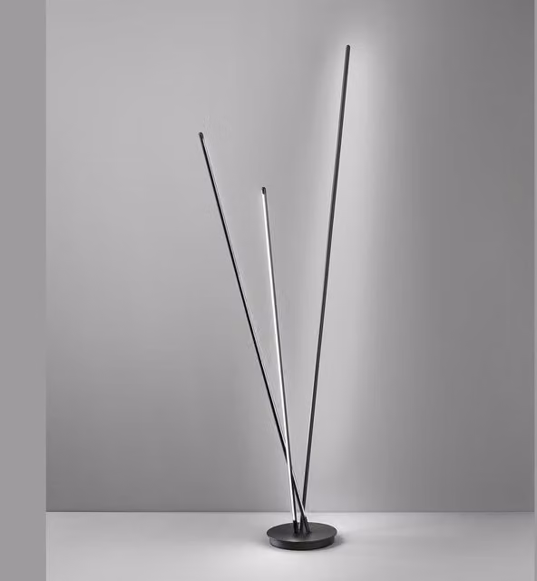 Lampada da terra LED Perenz Twins nera regolabile e dimmerabile in alluminio