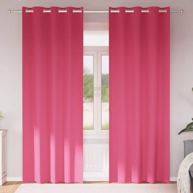 Set di 2 tende blackout vidaXL con anelli in poliestere, colore rosa, H: 260 cm x L: 140 cm