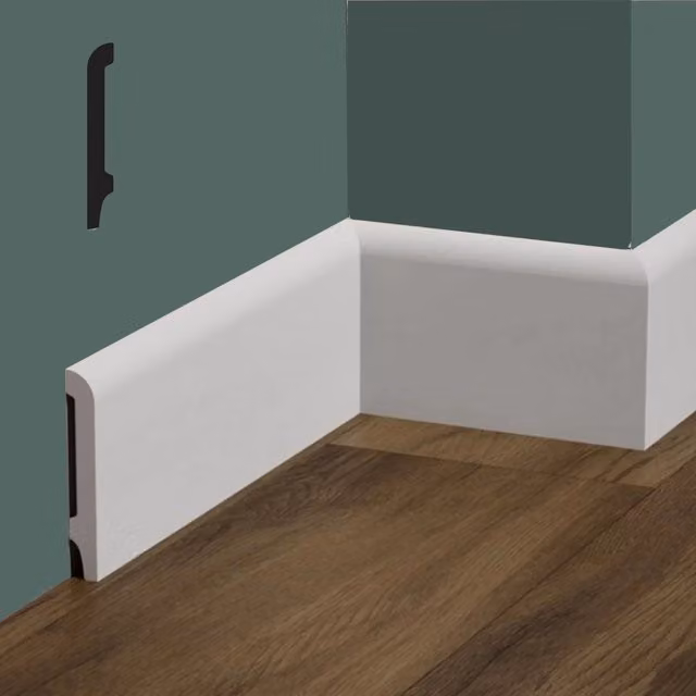Battiscopa Becco di Civetta Eternal Parquet in Polimeri FeelingWood-HD Bianco L: 120 cm, H: 1,5 cm, P: 12 cm