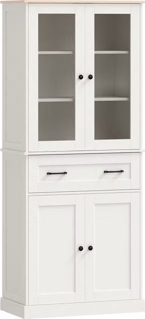 Mobile cucina HOMCOM moderna con 2 ante, cassetto e ripiani regolabili, colore crema, L: 76 cm, P: 40 cm, H: 182,5 cm
