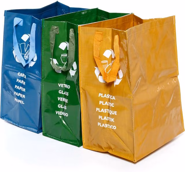 Set di 3 borsoni multicolore per la raccolta differenziata della plastica La Piacentina