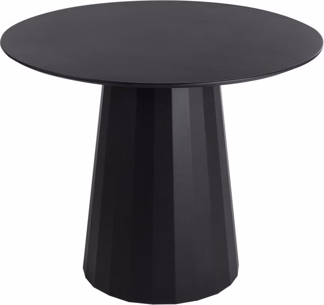 Tavolo da pranzo rotondo Beliani in stile scandinavo nero con struttura in metallo e top in MDF laccato, Diametro: 100 cm, Altezza: 75 cm