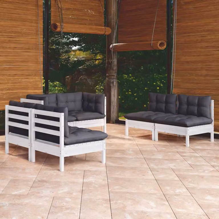 Set Salotto da Giardino vidaXL a L in Legno di Pino Trattato con Cuscini Imbottiti per Terrazza e Giardino