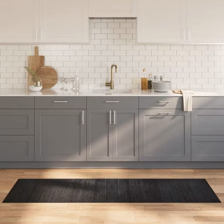 vidaXL Tappeto Rettangolare Moderno in Bambù e Polipropilene Grigio e Nero L: 200 cm, P: 60 cm