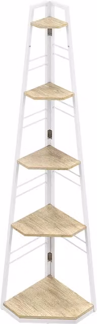 Libreria angolare HOMCOM a 5 ripiani con struttura in metallo e design moderno, disponibile in bianco o marrone