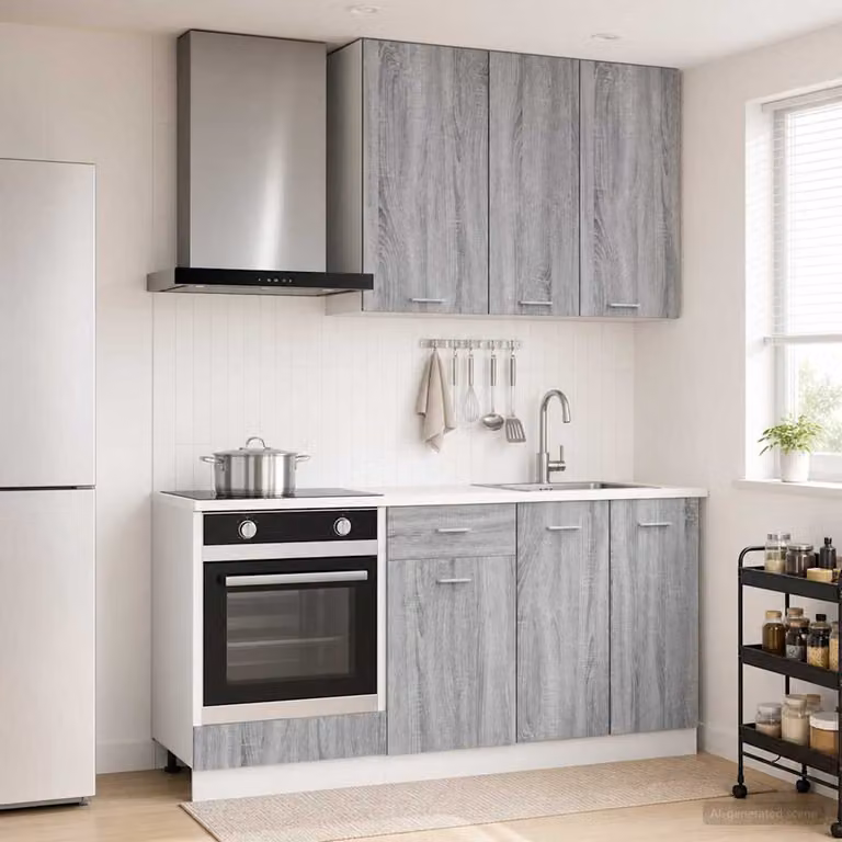 Unità cucina moderna vidaXL LYON composta da 5 pezzi in legno ingegnerizzato grigio opaco
