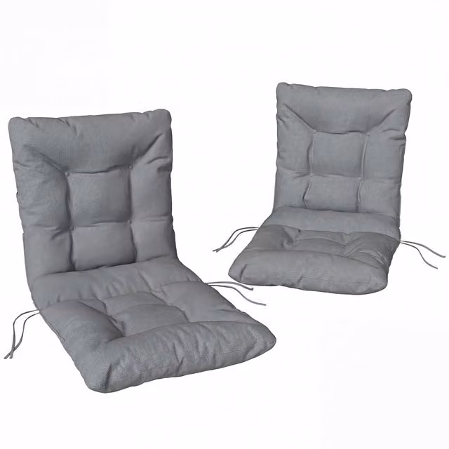 Cuscino da esterno con schienale e cinghie Outsunny, imbottitura idrorepellente e traspirante, grigio chiaro