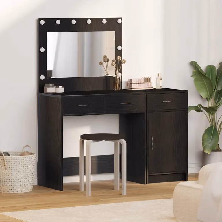 Set di 2 tavoli da trucco vidaXL neri in legno ingegnerizzato L: 40,6 cm, P: 41 cm, H: 75 cm