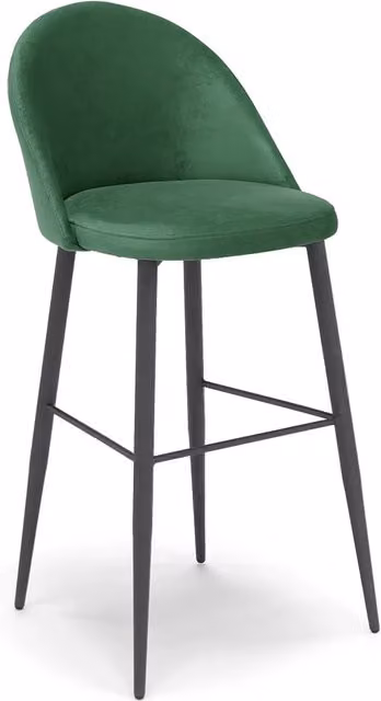 Sgabello Imbottito LOLA Redokasa Verde Smeraldo con Gambe in Metallo e Rivestimento in Velluto Idrorepellente, Altezza: 73 cm