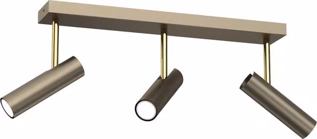Plafoniera a barra Axion Luminex con 3 spot orientabili e dimmerabile in metallo oro/ottone per GU10