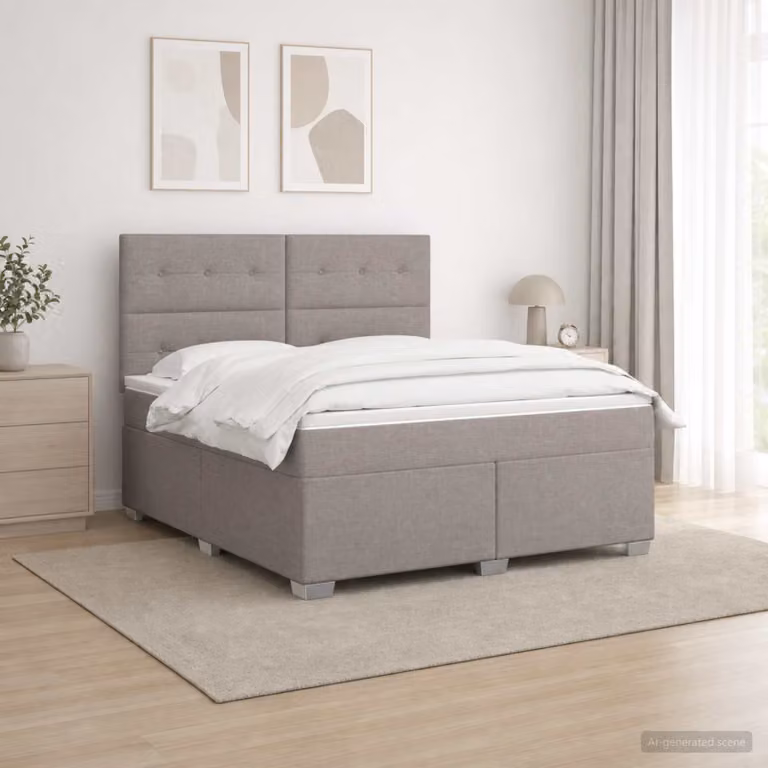 Letto box spring vidaXL con materasso a molle insacchettate in tessuto, L/P: 140 x 190 cm