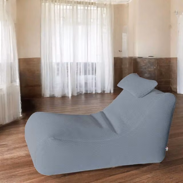 Pouf Chck Talamo Italia, Poltrona sacco multiuso e poggiapiedi, Grigio chiaro, L 120 x P 70 x H 65 cm