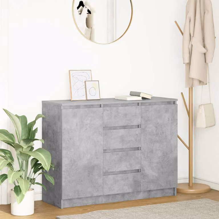 Credenza con cassetti vidaXL in stile moderno, colore grigio cemento, L/P/H: 100,5 x 35 x 76 cm