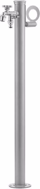 Fontana da Giardino Belfer 42/SRR con Doppio Rubinetto in Alluminio e Acciaio, Colore Argento