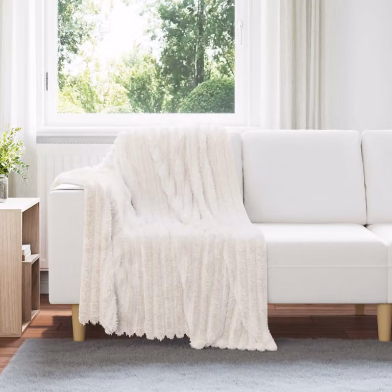 Coperta in pile morbido vidaXL beige, L 150 x P 130 cm