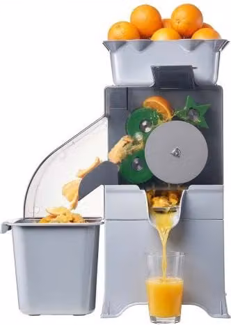 VEVOR Macchina Spremiagrumi Semiautomatica da 100 W, Estrattore Elettrico a Lenta Masticazione per Arance, Limoni e Agrumi, Colore Grigio con Coperchio in Policarbonato