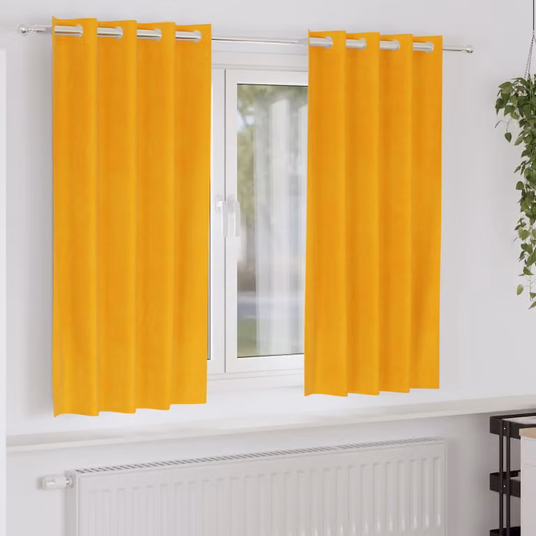 Set di 2 tende oscuranti in velluto vidaXL, colore giallo, L: 140 cm x H: 175 cm