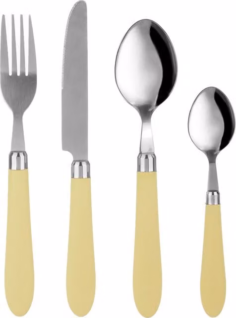 Set di 24 posate Smooth Kasanova in acciaio inox con manico verde e argento, comprensivo di forchette, coltelli, cucchiai e cucchiaini