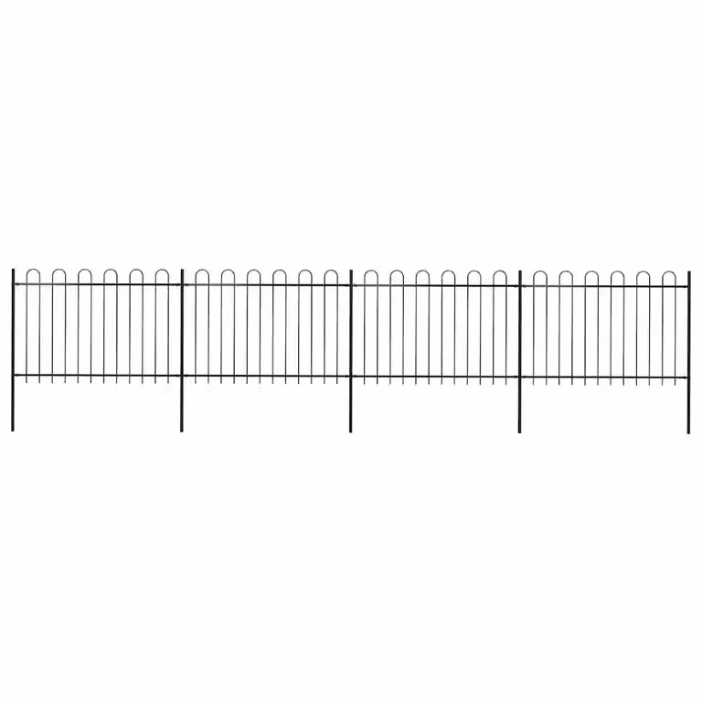 Recinzione da giardino vidaXL in acciaio nero con parte superiore ad anello L: 671 cm, H: 120 cm