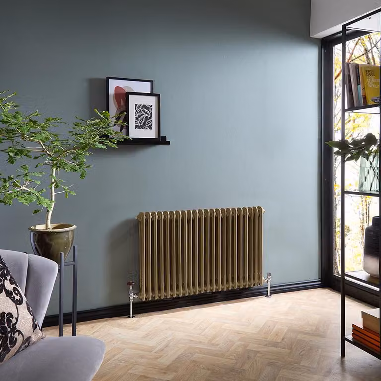 Radiatore Tradizionale a Doppia Colonna Orizzontale HudsonReed Oro, L: 60 cm, H: 101 cm