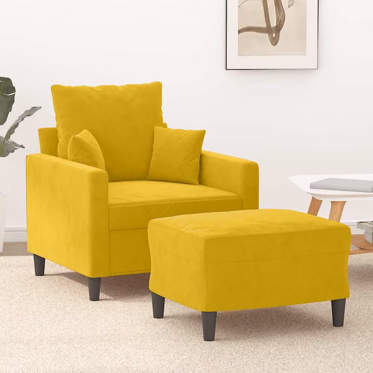 vidaXL Poltrona con Poggiapiedi in Velluto Giallo con Design Moderno