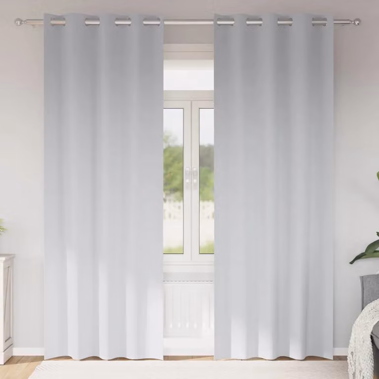 Set di 2 tende blackout vidaXL con anelli, colore grigio, H 260 x L 140 cm