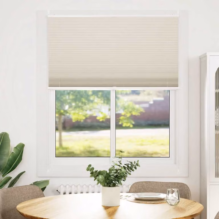 Tenda plissè vidaXL beige semi-trasparente con cordino, L: 100 cm, H: 125 cm